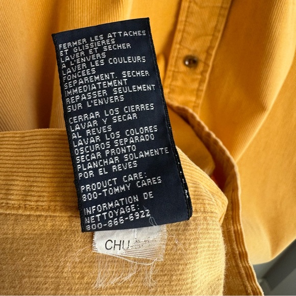 Tommy Hilfiger Lightweight Corduroy Shirt Mens L Yellow Button Down 100% Cotton - Picture 13 of 13